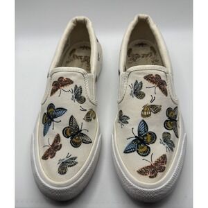 Keds X Rifle Paper Co Butterfly Slip On Sneakers Women's SZ 7 Ivory *wear & tear